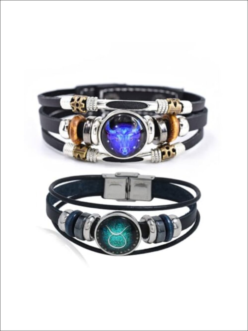 Zodiac Constellation Leather Wrap Bracelet Set Hypoallergenic